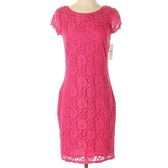 Laundry By Shelli Segal Pink Lace Cocktail Dress S - Picture 1 of 4